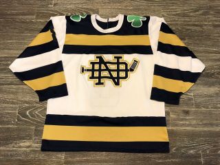 Vintage Notre Dame Ice Hockey Jersey Ccm S/m Fighting Irish Made Usa Patches