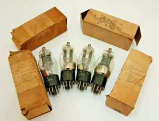 Set Of 4 Vintage Us Navy Rca Victor Jan 6c8g Electron Vacuum Tubes