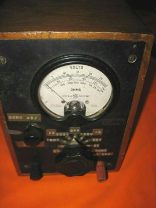 Vintage Bench Ohm Volt Meter With Wooden Case.