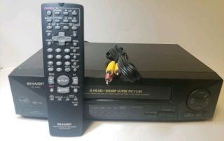 Sharp Vc - A410u Vhs Vcr 4 Head Hi - Fi With Remote And Av Cables -