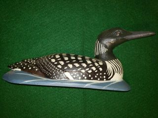Hand Painted Cast Iron Loon Water Bird Door Stop Signed By The Artist 1991 Vtg