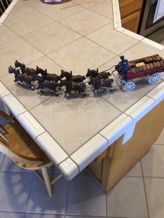 Vintage Cast Iron Miniature Clydesdale Beer Wagon