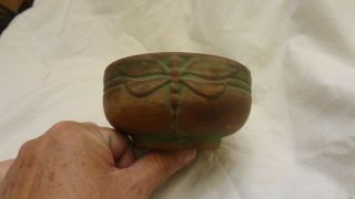 Vintage Peters And Reed Pottery Moss Aztec Dragonfly Bowl Mission Arts & Crafts