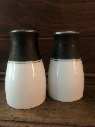Vintage Noritake Mirano Porcelain Salt Pepper Shakers Black White 2
