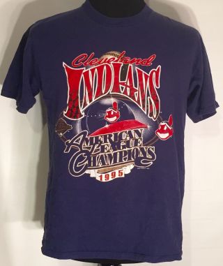 Vtg 1996 Cleveland Indians American League Champions World Series Large T - Shirt
