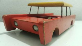 Vntg.  Flintstone Car Toy Sedan Sport Vehicle Wooden Retro Automobile Gdr Ddr