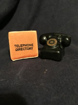 Vintage Telephone And Phone Book Salt And Pepper Shakers