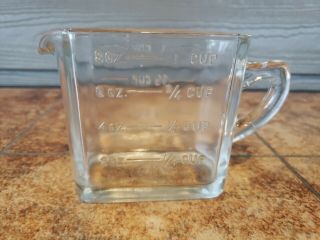 Vintage/antique Rectangular Measuring Cup Depression Glass Kellog Promo Rare