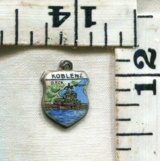 Vintage Sterling Bracelet Charm.  800 Enameled Travel Shield Koblenz D.  Eck $16.  00
