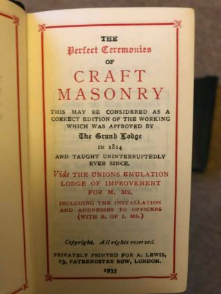 The Perfect Ceremonies Of Craft Masonry Mini Book 1935 Vintage