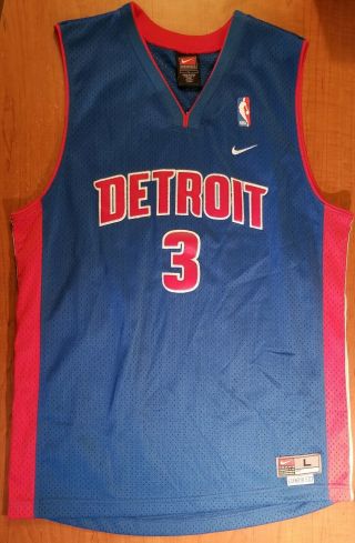 Vintage Ben Wallace Detroit Pistons 3 Nike Nba Jersey Adult L