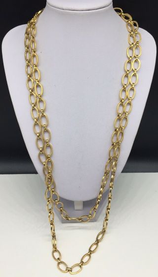 Vintage Designer Signed Monet Gold Tone Chain 54” Long Necklace