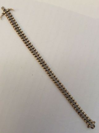 Vintage Dbj 925 Sterling Silver Tennis Bracelet With Diamonds Chips 7.  5” Long