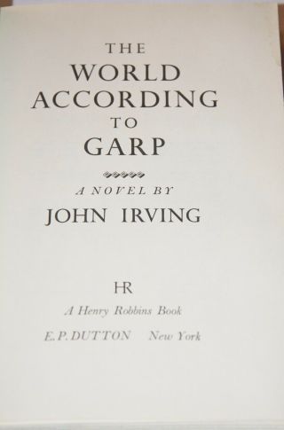 THE WORLD ACCORDING TO GARP by John Irving First Edition HC (1978) NBA Winner 3