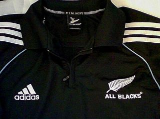 Vtg Adidas Climalite Zealand All Blacks Zip Collar Jersey Shirt S Rugby