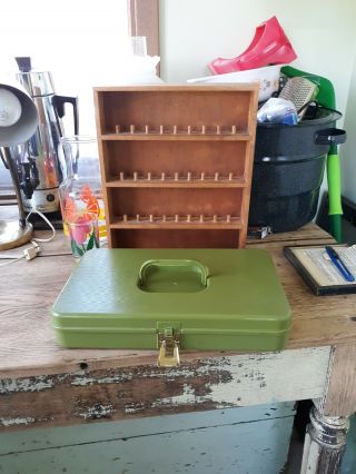 Wilson Wil - Hold Green Sewing Thread Bobbin Caddy Box Vintage Plus Rack