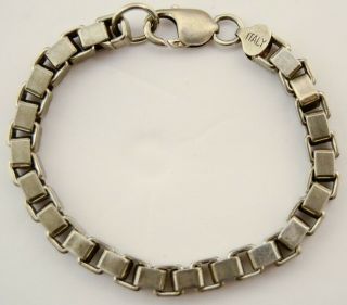 Sterling Silver Box Link Chain Italy Mark 53g Chunky 8.  25 " Long Vtg Mid Century