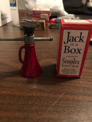 Vintage Rare Jack In The Box Miniature Simplex Screw Jack W/box Salesman Sample