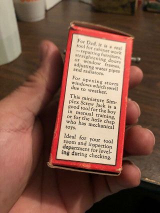 Vintage Rare Jack in the Box Miniature Simplex Screw Jack w/Box Salesman Sample 3