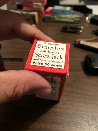 Vintage Rare Jack in the Box Miniature Simplex Screw Jack w/Box Salesman Sample 4