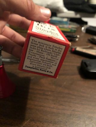 Vintage Rare Jack in the Box Miniature Simplex Screw Jack w/Box Salesman Sample 5
