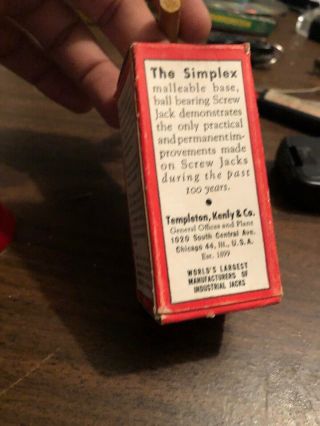 Vintage Rare Jack in the Box Miniature Simplex Screw Jack w/Box Salesman Sample 7