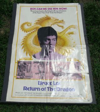 Vintage Movie Poster Bruce Lee Return Of The Dragon And Enter The Dragon
