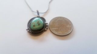 Wonderful Vtg Navajo Native American Sterling Silver Turquoise Pendant Necklace 8