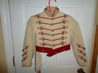 Vintage Marching Band Uniform Small Cream Red Jacket Bolero Extra Small Or Youth