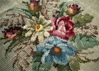 Elegant Vintage Large Preworked Penelope Needlepoint Canvas W/ Floral Finished