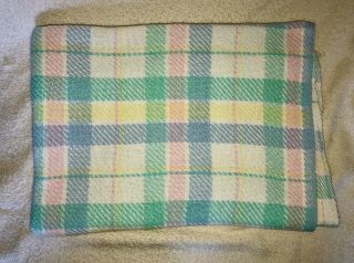 Vintage Pastel Plaid Baby Blanket Cotton Weave Woven WPL 1675 USA 3