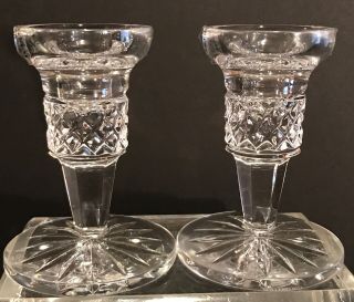 Vintage Waterford Crystal Mallory Candlestick Set Of 2 Glass Holders 147029 Nib