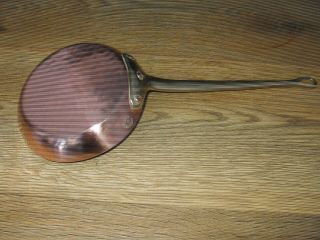 Vintage French Hammered Copper Villedieu Cuisine Frying Pan Tin Lined Brass Hand