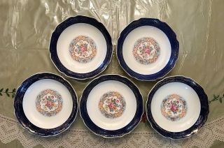 Vintage Madam Du Barry Royal Blue 22k Gold Bowls By Stetson Set Of 5