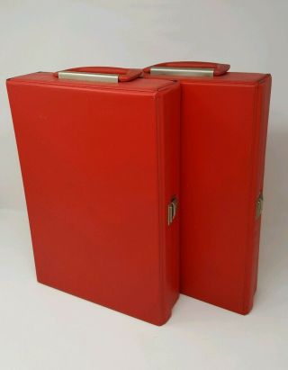 2x Vintage Retro 80s Red Cassette Tape Carry Case Bags (holds 30 Tapes)