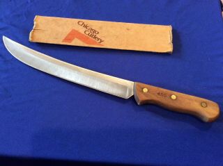 Vintage Chicago Cutlery Usa 45s Walnut Handle Scimitar Knife 10 " Blade