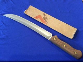 Vintage Chicago Cutlery USA 45S Walnut Handle Scimitar Knife 10 