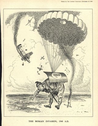 Vintage 1940 Punch Propaganda Cartoon - Mussolini - The Invasion Of Greece