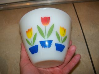 Vintage Fire King Oven Ware Tulip Grease Jar Bowl With Lid VERY 3