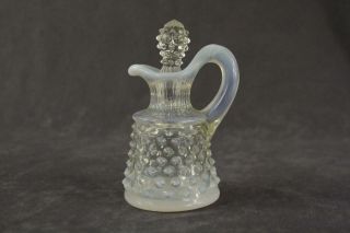 Vintage Fenton Art Glass French Opalescent Hobnail Pattern Oil Cruet & Stopper