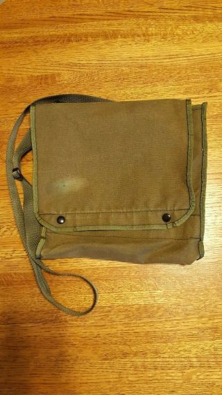 Vintage Us Army Od Green Map Case/messenger Bag