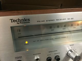 Vintage Sa - 80 Technics By Panasonic Am/fm 100w Stereo Receiver,  Japan Made