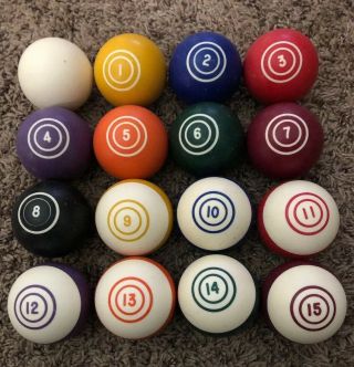 Vintage Double Ring Billiard Balls Set With Cue Ball