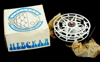 Not Vintage 1990 Combo Russian Soviet Centre Pin Fishing Reel " Nevskaya "
