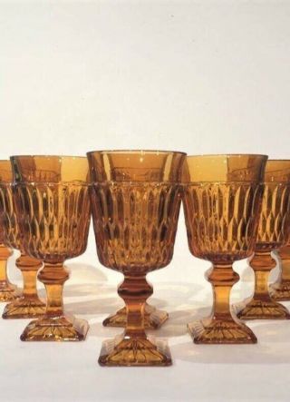 Amber Wine Glasses Mt Vernon Wine Glasses | Set Of 6 Vintage Amber Goblets