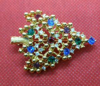 EISENBERG signed Vintage Brilliant Multicolor Christmas Tree Brooch Pin in EVC 3