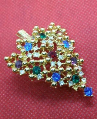 EISENBERG signed Vintage Brilliant Multicolor Christmas Tree Brooch Pin in EVC 4