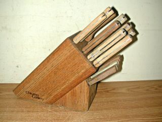 Vintage Chicago Cutlery 16 - Piece Knife Set With Wooden Storage Block