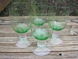 Vtg Dansk Denmark Genna Jade Green Glasses Set 4 Wine Glass Water Clear Stem