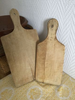 2 Vintage French Herb Bread Chopping Cutting Board Wood Small France Cheese